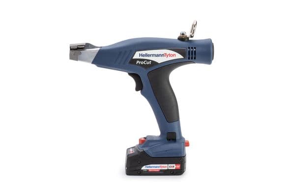 Battery-powered tool for tensioning and cutting cable ties