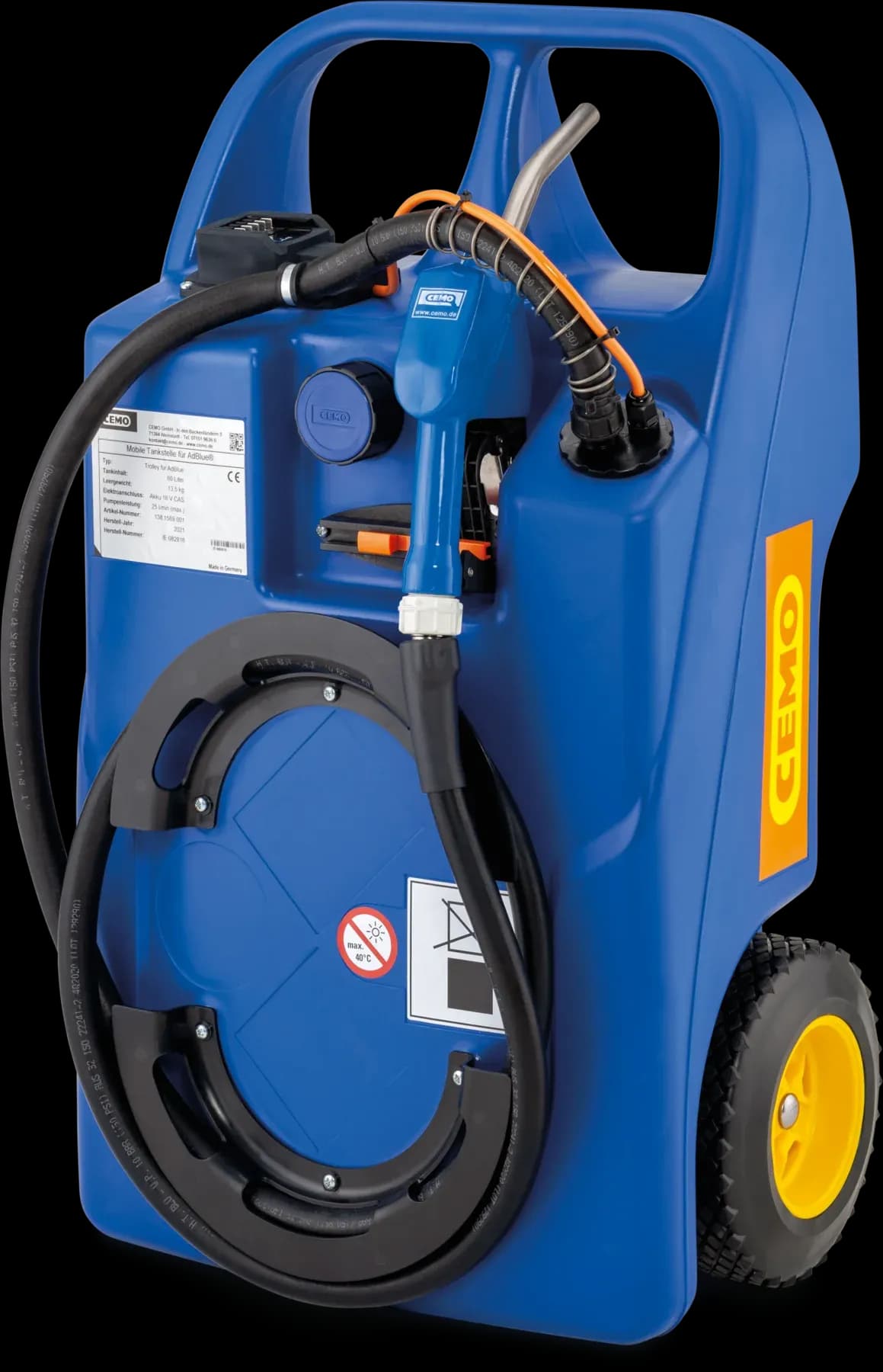 Carro CEMO para AdBlue®, 60 l, con carcasa CAS, compl. CENTRI SP 30, 18 V, AZV