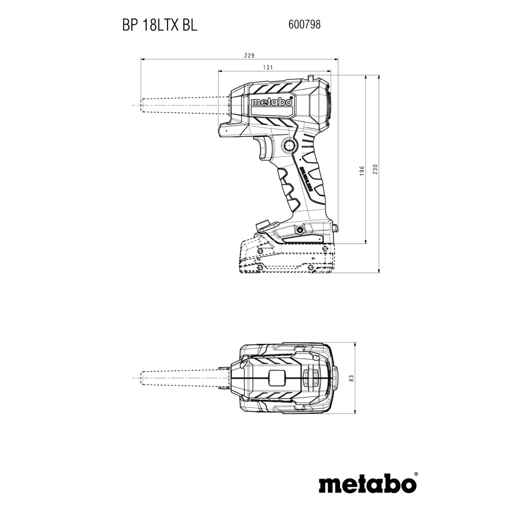 BP 18 LTX BL (600798850) Accu-blaaspistool 10