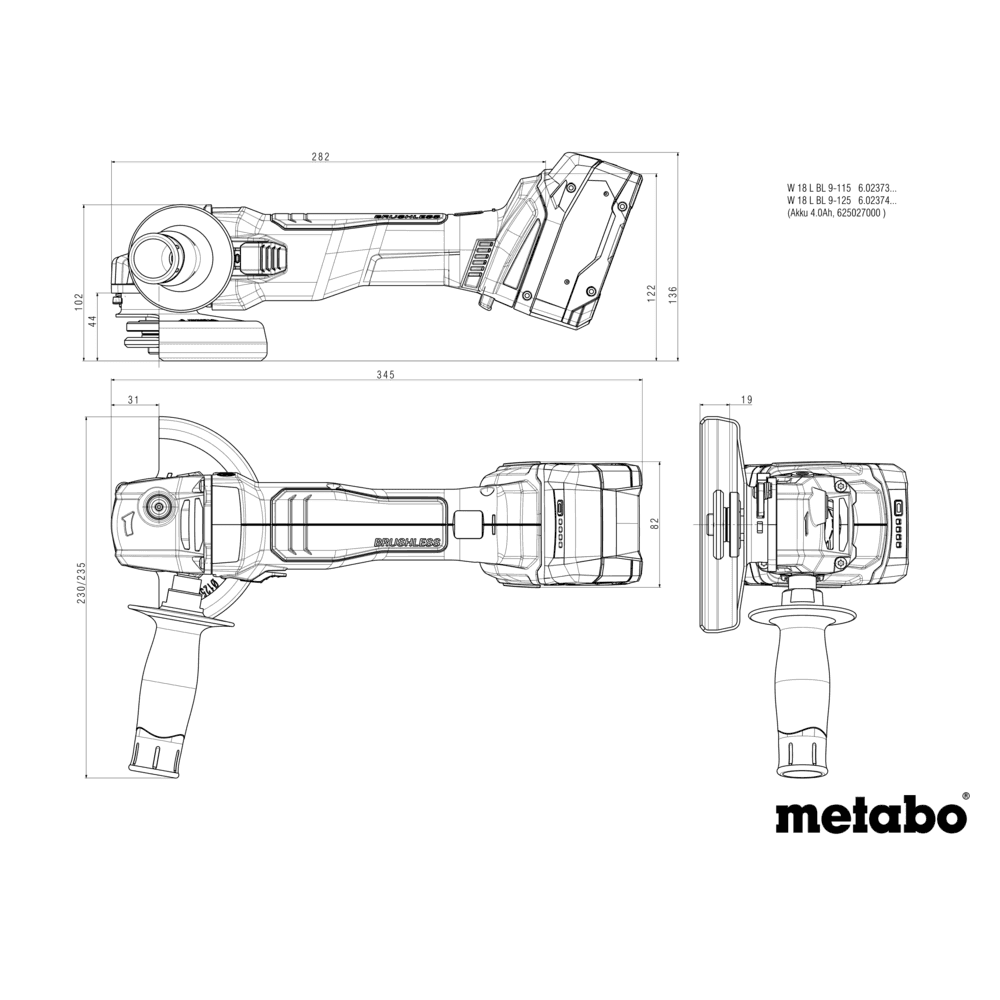 W 18 L BL 9-115 (602373840) Amoladora angular de batería 4